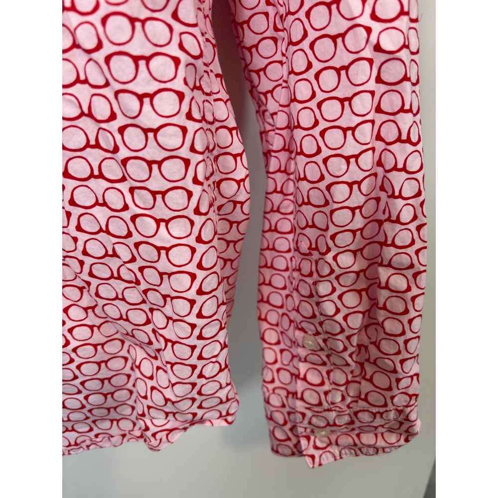 Boden The Classic Shirt Red White Eyeglasses Print Cotton Button Down US 12R - Picture 9 of 9